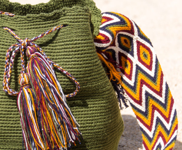green Wayuu authentic bag made in Colombia