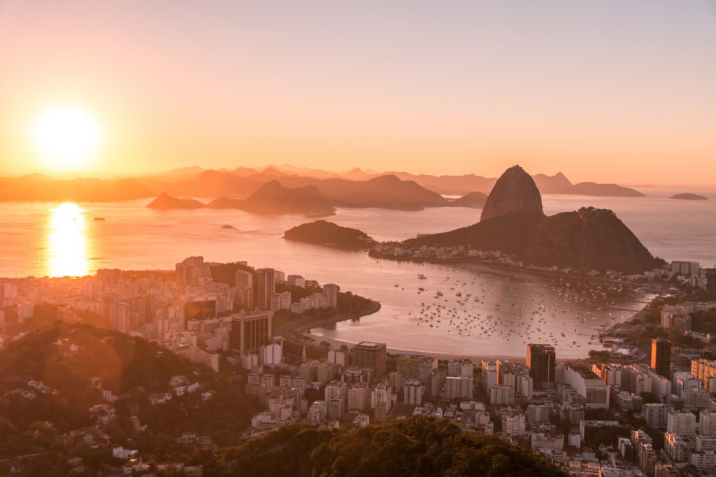 view on Rio de Janeiro, Brazil during sun rise