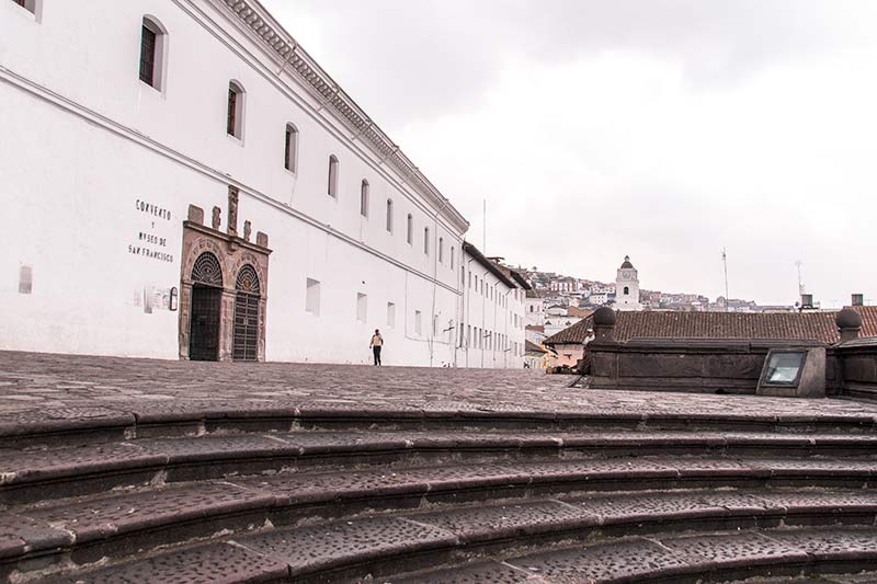 black stairs and white building